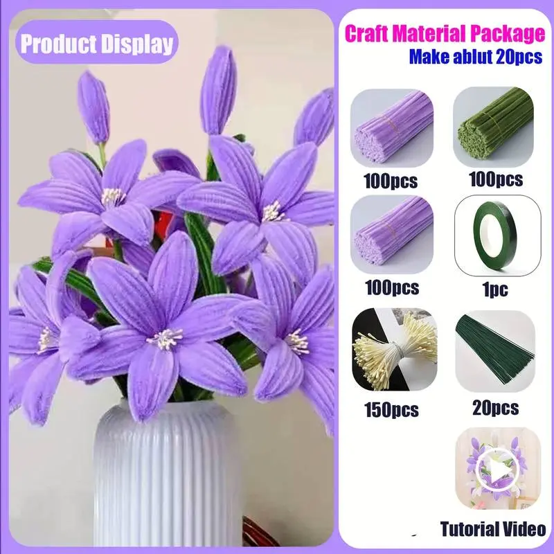 471pcs Lily Twist Stick Bouquet Set LPurple 140rf.webp