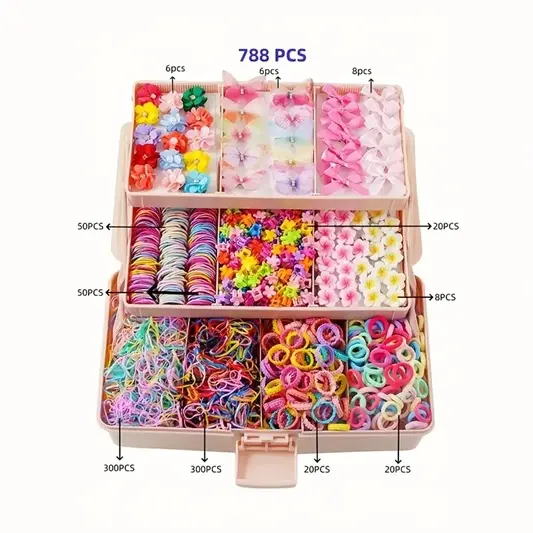 788pcs Assorted Cute and Sweet Flower Hair Accessories Set