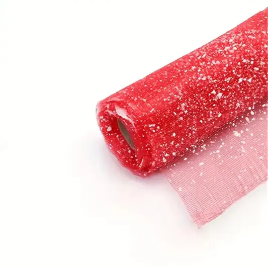 Handmade Silk Ribbon Rose Wrapping Paper- Red