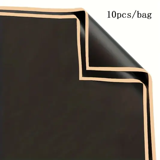 Elegant Floral Gift Wrapping Paper with Golden Edges- Black